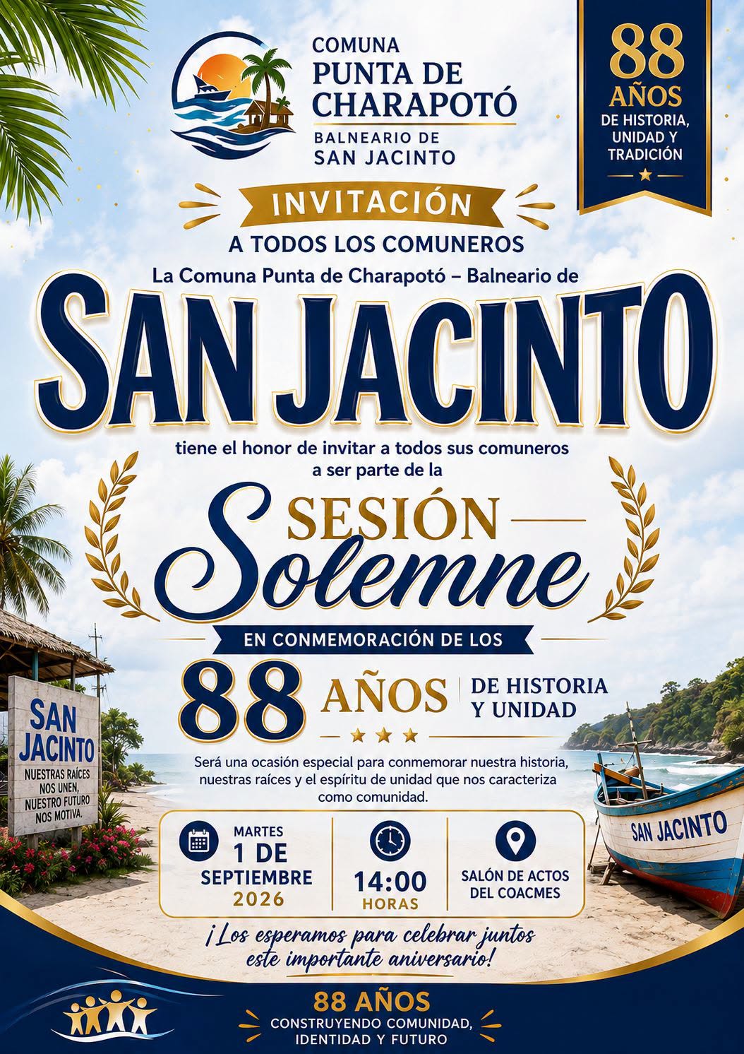 Sesión solemne por los 88 años de la Comuna Punta de Charapotó