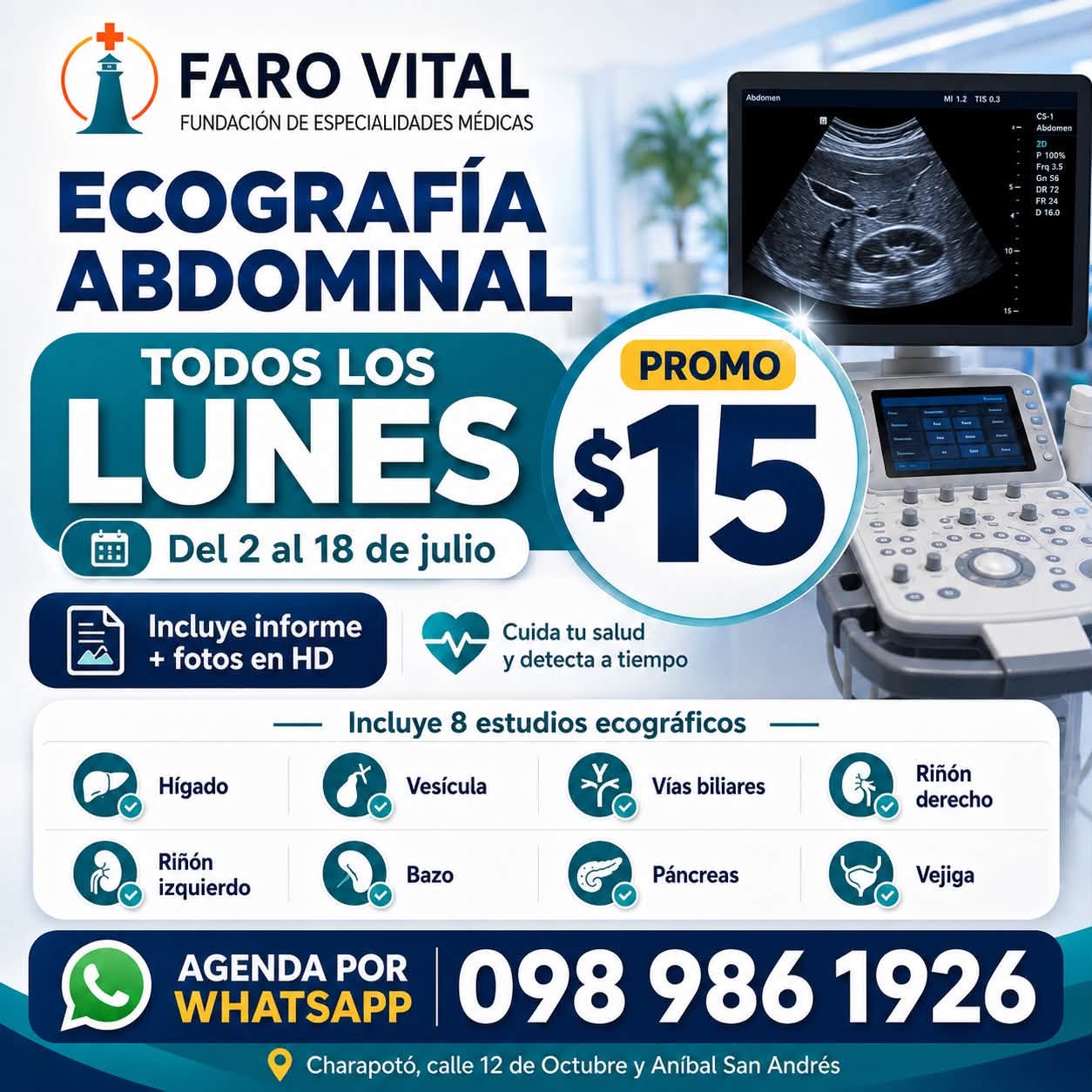 Último día: Promoción de ecografías Faro Vital